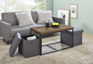 Murph Weathered Oak Wood Grain 3 Piece Coffee Table Set