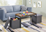 Monty Weathered Oak Wood Grain 3 Piece Coffee Table Set with Raised Edges