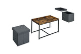 Monty Weathered Oak Wood Grain 3 Piece Coffee Table Set with Raised Edges