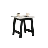 Kenzo Black End Table with Faux Marble Top Finish