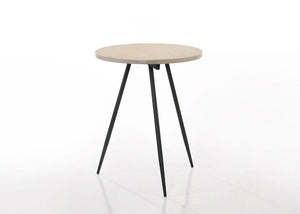 Neroli Oak White 24" Contemporary Round Side Table with Black Metal Base