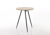 Neroli Oak White 24" Contemporary Round Side Table with Black Metal Base