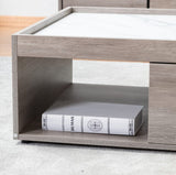 Apollo Gray Oak Finish Coffee Table with Faux Marble Finish Top with Drawer