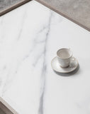 Apollo Gray Oak Finish Coffee Table with Faux Marble Finish Top with Drawer
