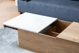 Arlo Light Brown Wood Finish Coffee Table with Hidden Compartments and 2 Drawers