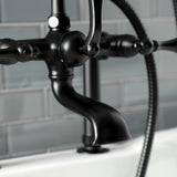 Aqua Vintage Three-Handle 2-Hole Deck-Mount Clawfoot Tub Faucet with Hand Shower