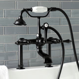 Aqua Vintage Three-Handle 2-Hole Deck Mount Clawfoot Tub Faucet with Hand Shower