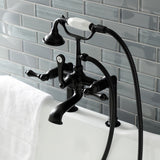 Aqua Vintage Three-Handle 2-Hole Deck Mount Clawfoot Tub Faucet with Hand Shower