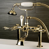 Aqua Vintage Three-Handle 2-Hole Deck-Mount Clawfoot Tub Faucet with Hand Shower