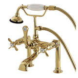 Essex Three-Handle 2-Hole Deck Mount Clawfoot Tub Faucet with Hand Shower