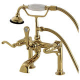 Royale Three-Handle 2-Hole Deck Mount Clawfoot Tub Faucet with Hand Shower