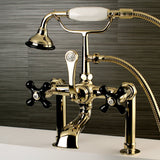 Duchess Three-Handle 2-Hole Deck Mount Clawfoot Tub Faucet with Hand Shower