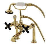 Duchess Three-Handle 2-Hole Deck Mount Clawfoot Tub Faucet with Hand Shower