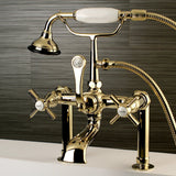 Millennium Three-Handle 2-Hole Deck Mount Clawfoot Tub Faucet with Hand Shower