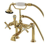 Millennium Three-Handle 2-Hole Deck Mount Clawfoot Tub Faucet with Hand Shower