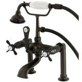 Essex Three-Handle 2-Hole Deck Mount Clawfoot Tub Faucet with Hand Shower