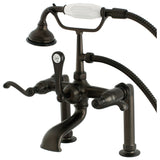 Royale Three-Handle 2-Hole Deck Mount Clawfoot Tub Faucet with Hand Shower