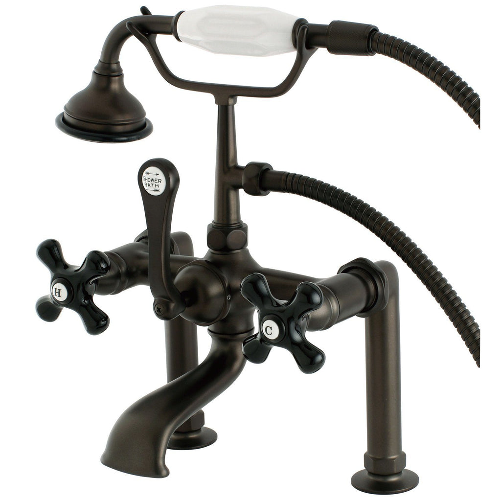 Duchess Three-Handle 2-Hole Deck Mount Clawfoot Tub Faucet with Hand Shower