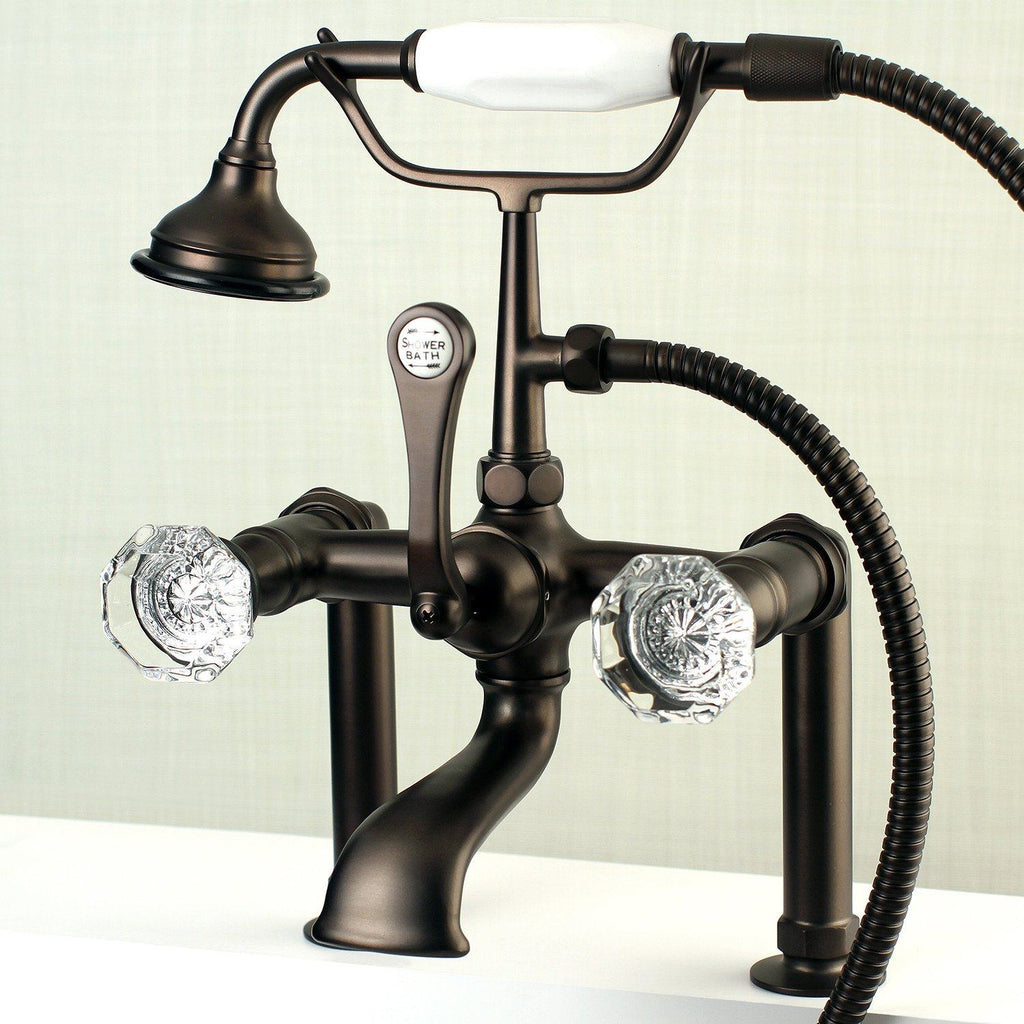 Celebrity Three-Handle 2-Hole Deck Mount Clawfoot Tub Faucet with Hand Shower