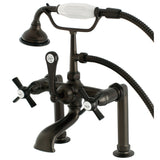 Millennium Three-Handle 2-Hole Deck Mount Clawfoot Tub Faucet with Hand Shower