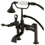 Aqua Vintage Three-Handle 2-Hole Deck Mount Clawfoot Tub Faucet with Hand Shower