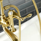 Aqua Vintage Three-Handle 2-Hole Deck-Mount Clawfoot Tub Faucet with Hand Shower