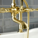 Aqua Vintage Three-Handle 2-Hole Deck-Mount Clawfoot Tub Faucet with Hand Shower
