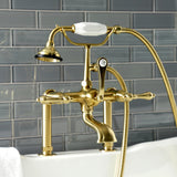 Aqua Vintage Three-Handle 2-Hole Deck-Mount Clawfoot Tub Faucet with Hand Shower