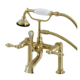 Aqua Vintage Three-Handle 2-Hole Deck-Mount Clawfoot Tub Faucet with Hand Shower
