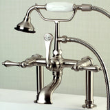 Aqua Vintage Three-Handle 2-Hole Deck-Mount Clawfoot Tub Faucet with Hand Shower