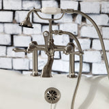 Aqua Vintage Three-Handle 2-Hole Deck Mount Clawfoot Tub Faucet with Hand Shower