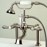 Heirloom Three-Handle 2-Hole Deck Mount Clawfoot Tub Faucet with Hand Shower