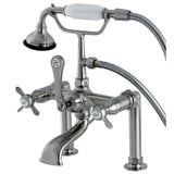 Essex Three-Handle 2-Hole Deck Mount Clawfoot Tub Faucet with Hand Shower