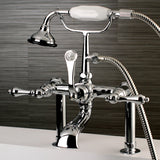 Aqua Vintage Three-Handle 2-Hole Deck-Mount Clawfoot Tub Faucet with Hand Shower