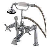 Essex Three-Handle 2-Hole Deck Mount Clawfoot Tub Faucet with Hand Shower