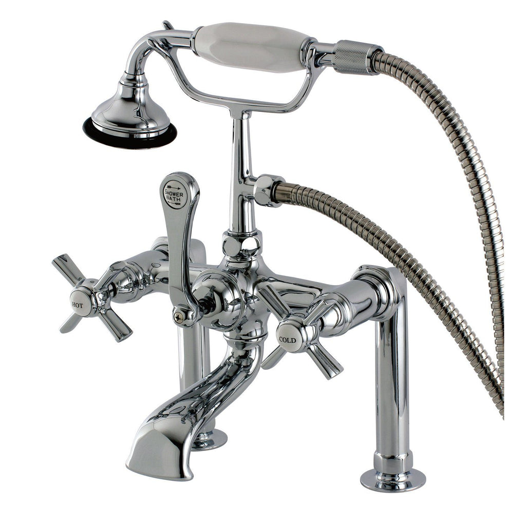 Millennium Three-Handle 2-Hole Deck Mount Clawfoot Tub Faucet with Hand Shower