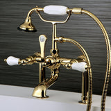 Aqua Vintage Three-Handle 2-Hole Deck Mount Clawfoot Tub Faucet with Hand Shower