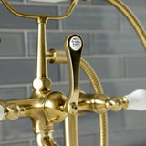 Aqua Vintage Three-Handle 2-Hole Deck Mount Clawfoot Tub Faucet with Hand Shower