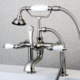 Aqua Vintage Three-Handle 2-Hole Deck Mount Clawfoot Tub Faucet with Hand Shower