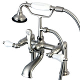 Aqua Vintage Three-Handle 2-Hole Deck Mount Clawfoot Tub Faucet with Hand Shower