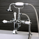 Aqua Vintage Three-Handle 2-Hole Deck Mount Clawfoot Tub Faucet with Hand Shower