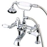 Aqua Vintage Three-Handle 2-Hole Deck Mount Clawfoot Tub Faucet with Hand Shower