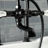 Aqua Vintage Three-Handle 2-Hole Deck-Mount Clawfoot Tub Faucet with Hand Shower