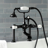 Aqua Vintage Three-Handle 2-Hole Deck Mount Clawfoot Tub Faucet with Hand Shower