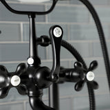Aqua Vintage Three-Handle 2-Hole Deck-Mount Clawfoot Tub Faucet with Hand Shower
