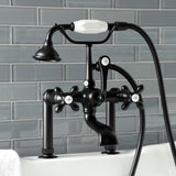 Aqua Vintage Three-Handle 2-Hole Deck Mount Clawfoot Tub Faucet with Hand Shower