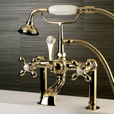 Aqua Vintage Three-Handle 2-Hole Deck-Mount Clawfoot Tub Faucet with Hand Shower