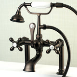 Aqua Vintage Three-Handle 2-Hole Deck Mount Clawfoot Tub Faucet with Hand Shower