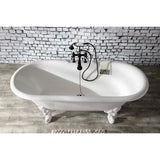 Aqua Vintage Three-Handle 2-Hole Deck-Mount Clawfoot Tub Faucet with Hand Shower