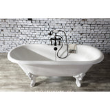 Aqua Vintage Three-Handle 2-Hole Deck-Mount Clawfoot Tub Faucet with Hand Shower